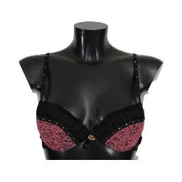 Black Pink Lace Push Up Bra Underwear