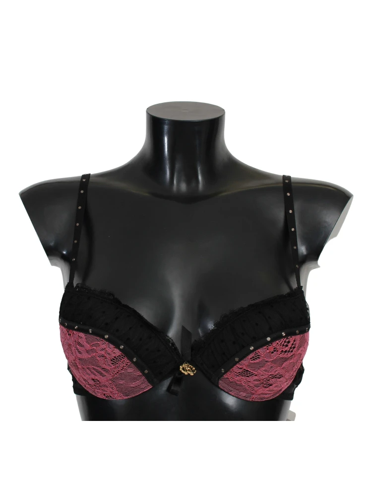 Black Pink Lace Push Up Bra Underwear