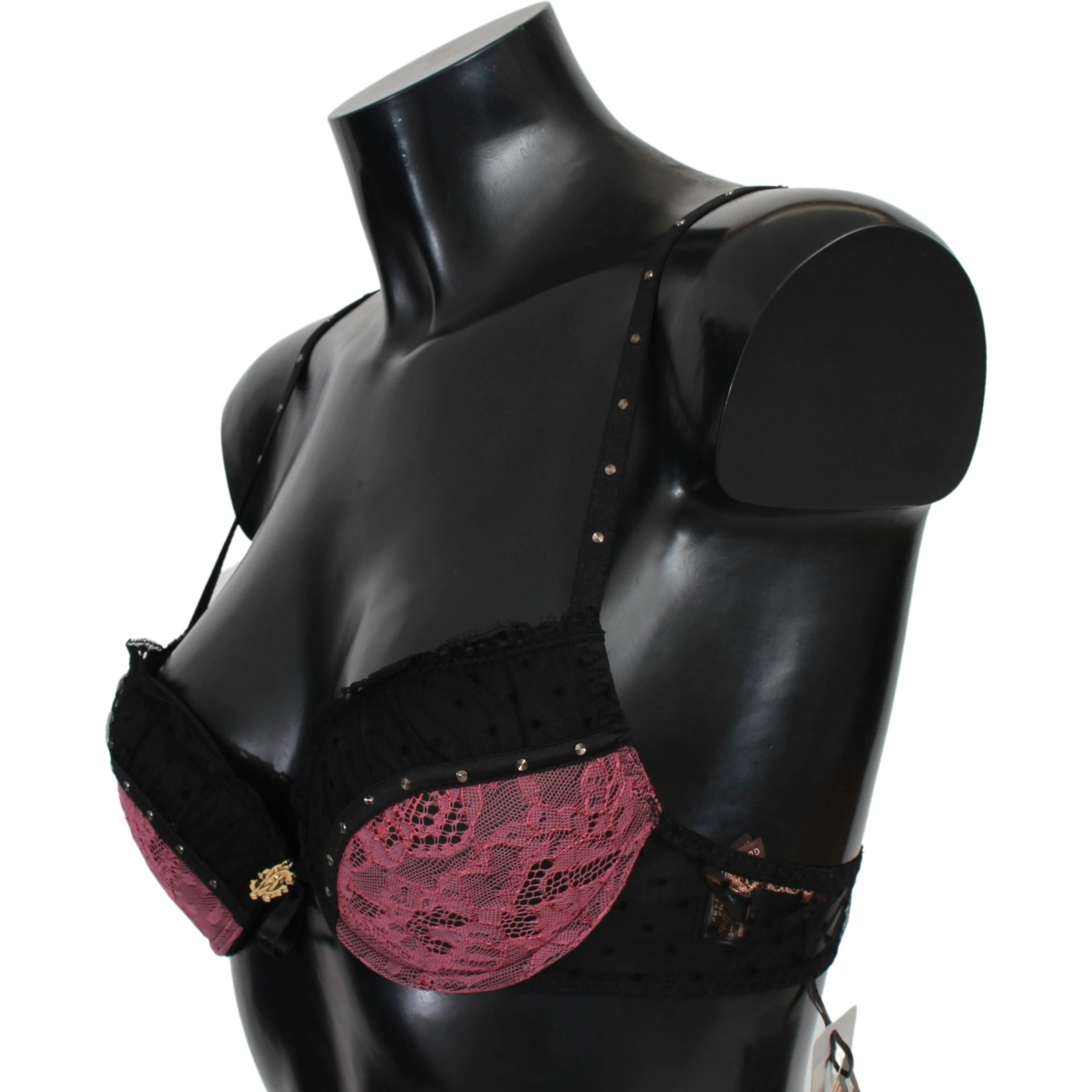 Black Pink Lace Push Up Bra Underwear