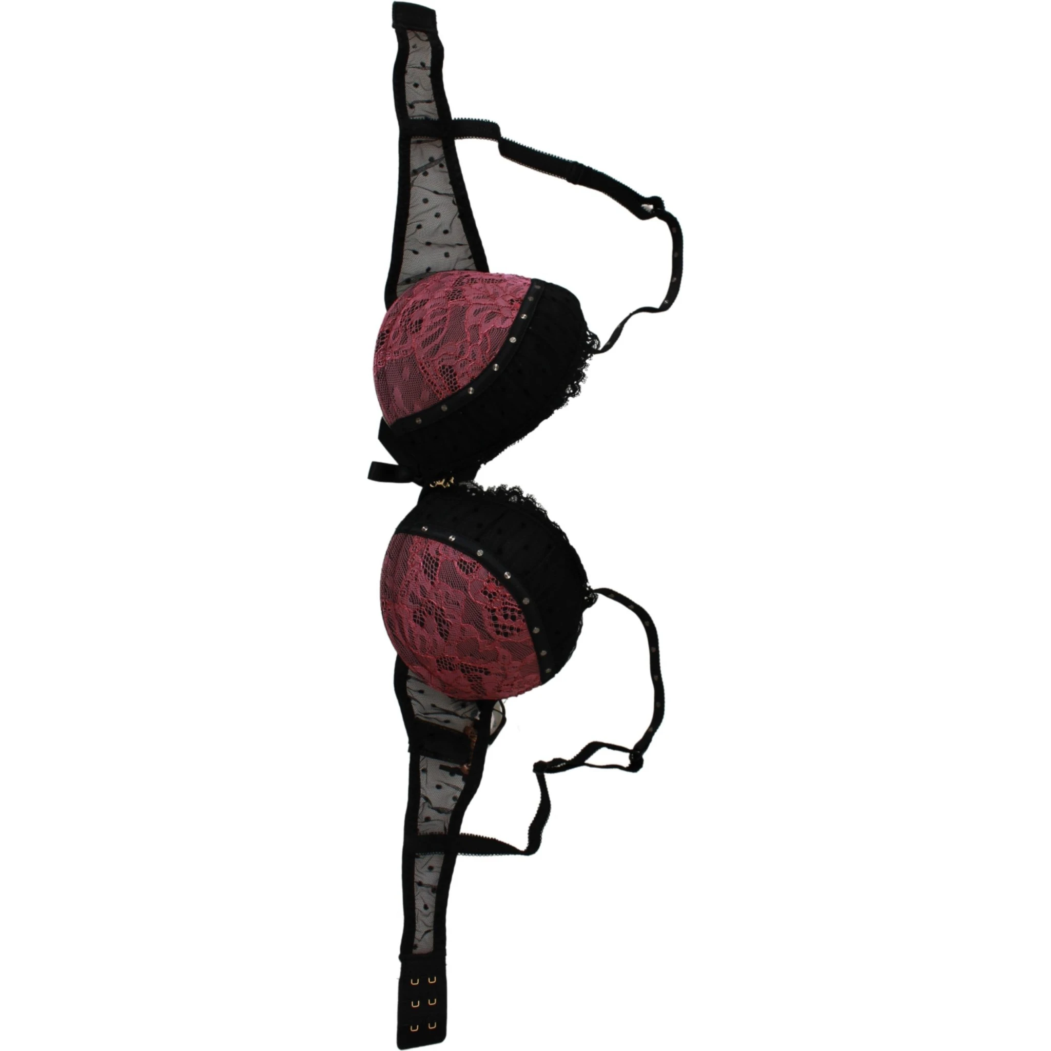 Black Pink Lace Push Up Bra Underwear