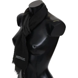 Black 100% Wool Unisex Neck Wrap Scarf