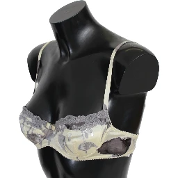 Beige Gray Lace Balconcino Bra Underwear