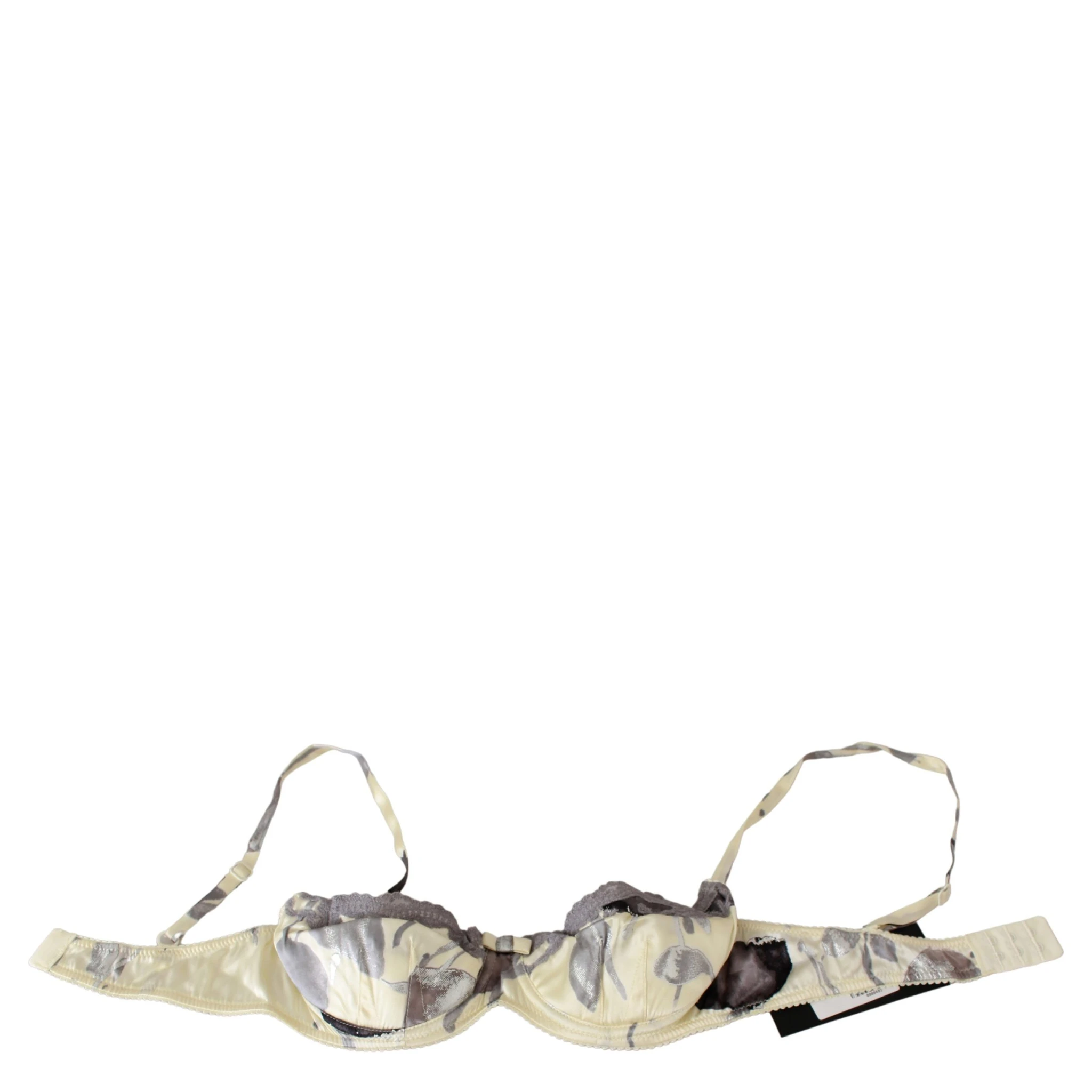 Beige Gray Lace Balconcino Bra Underwear