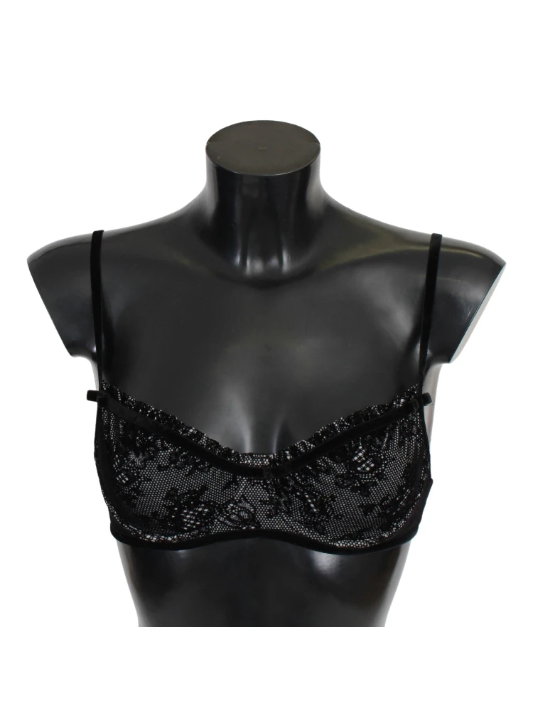Black Mesh Balconcino Bra Nylon  Underwear