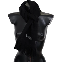 Black Wool Unisex Neck Warmer Wrap Scarf