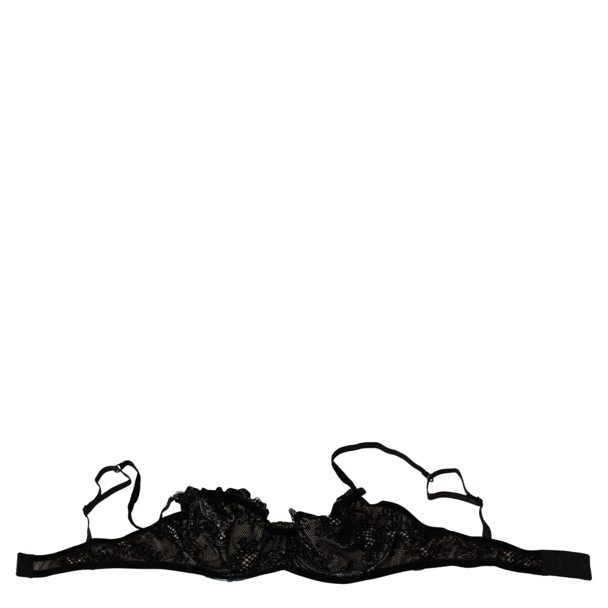 Black Mesh Balconcino Bra Nylon  Underwear