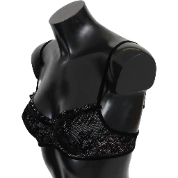 Black Mesh Balconcino Bra Nylon  Underwear