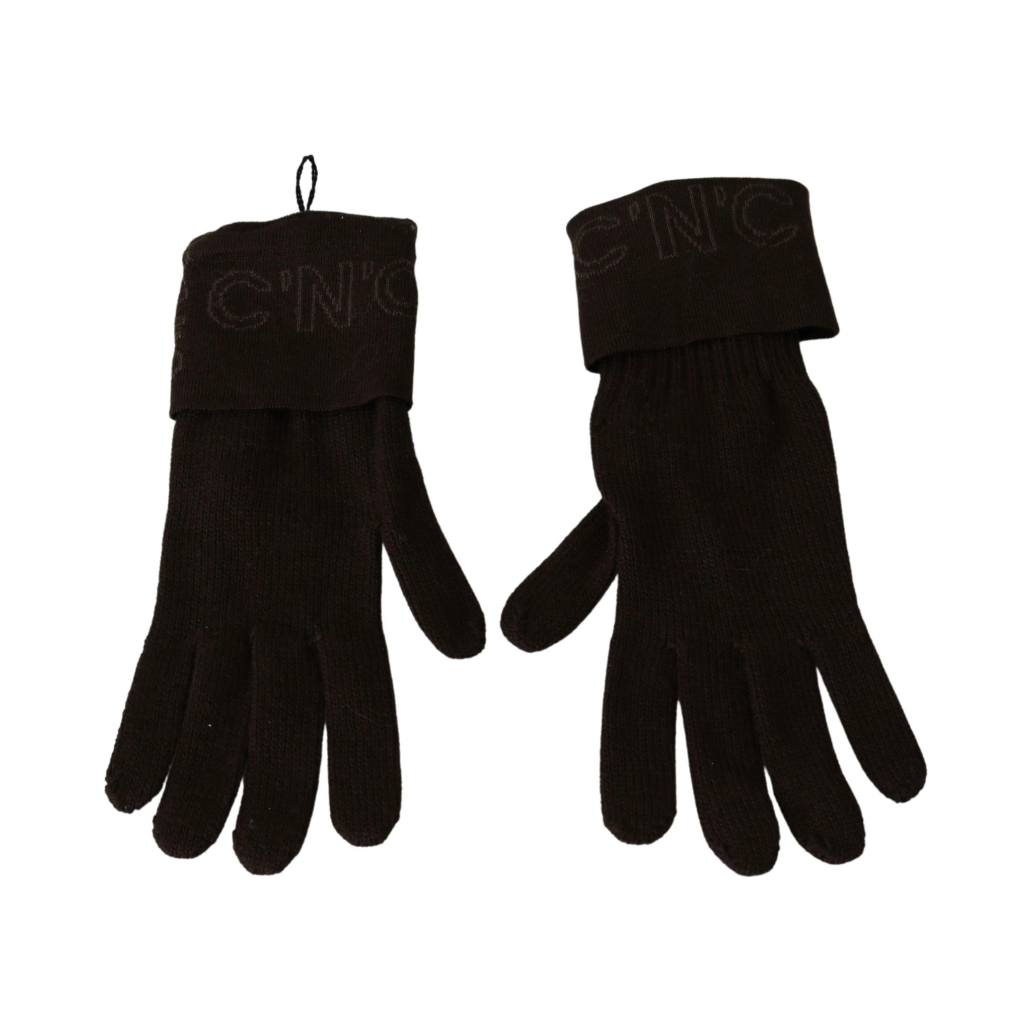 Brown Wool Knitted One Size Wrist Length Gloves