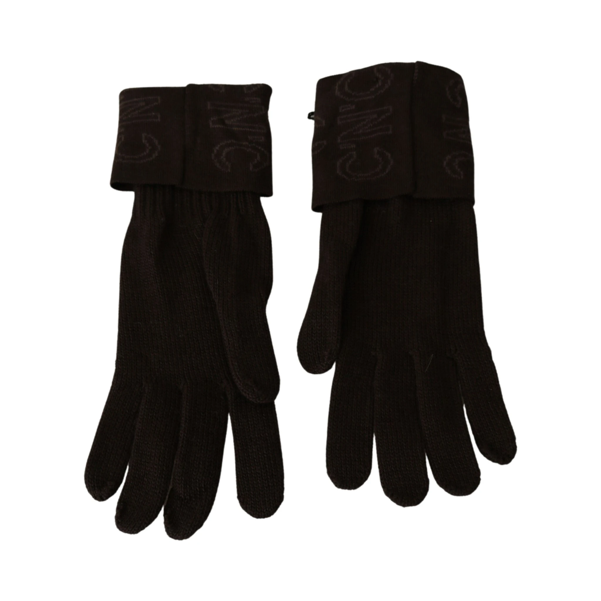 Brown Wool Knitted One Size Wrist Length Gloves