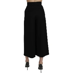 Black High Waist Wide Leg Cropped Pants