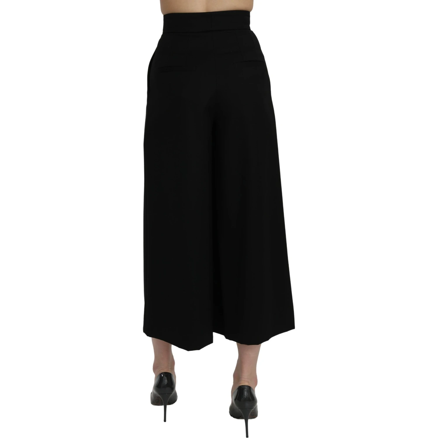 Black High Waist Wide Leg Cropped Pants