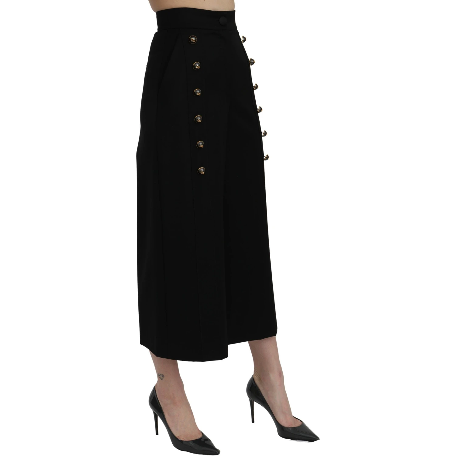 Black High Waist Wide Leg Cropped Pants