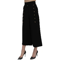 Black High Waist Wide Leg Cropped Pants