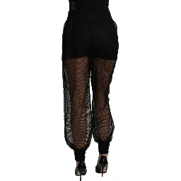 Black See Through Jogger Polyester Pants