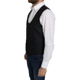 Blue Silk Romb Pattern Formal Coat Vest