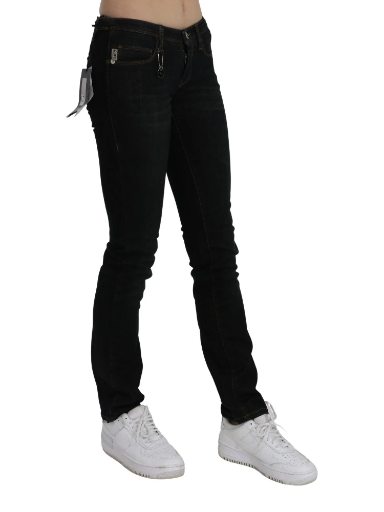 Black Mid Waist Skinny Denim Cotton Jeans alternative