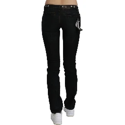 Black Mid Waist Skinny Denim Cotton Jeans