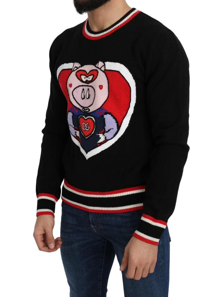 Black Cashmere Pig of the Year Pullover Sweater alternative