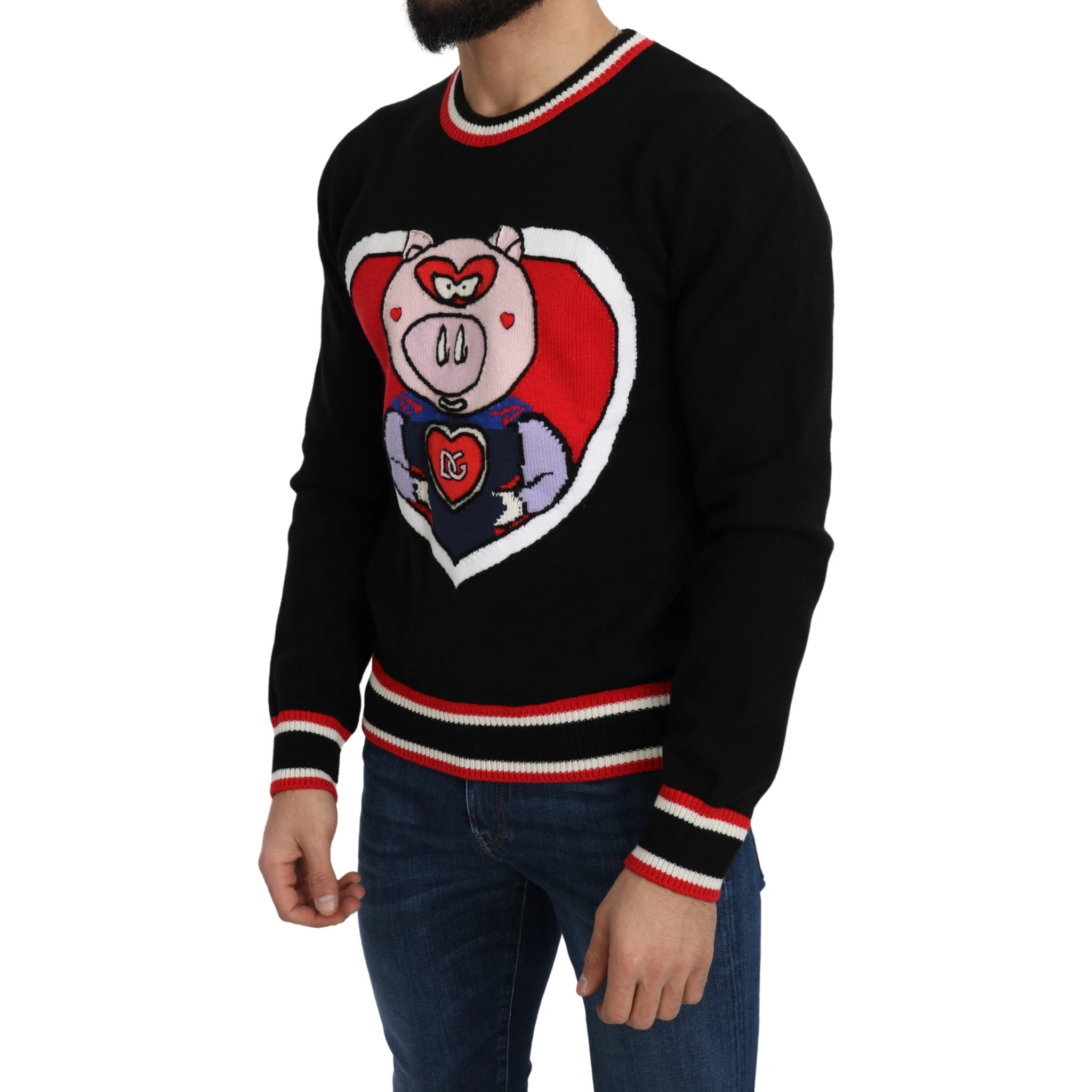 Black Cashmere Pig of the Year Pullover Sweater