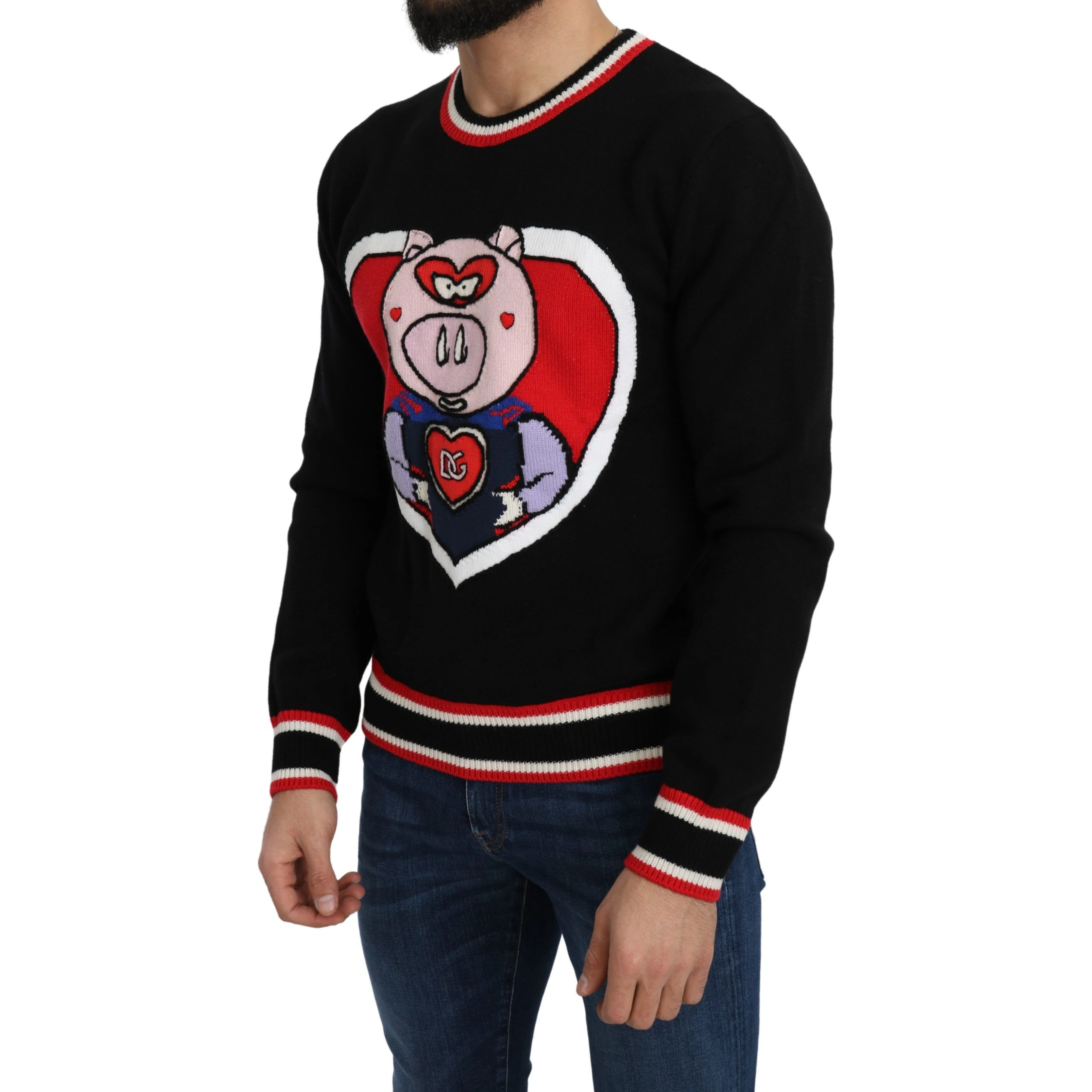Black Cashmere Pig of the Year Pullover Sweater