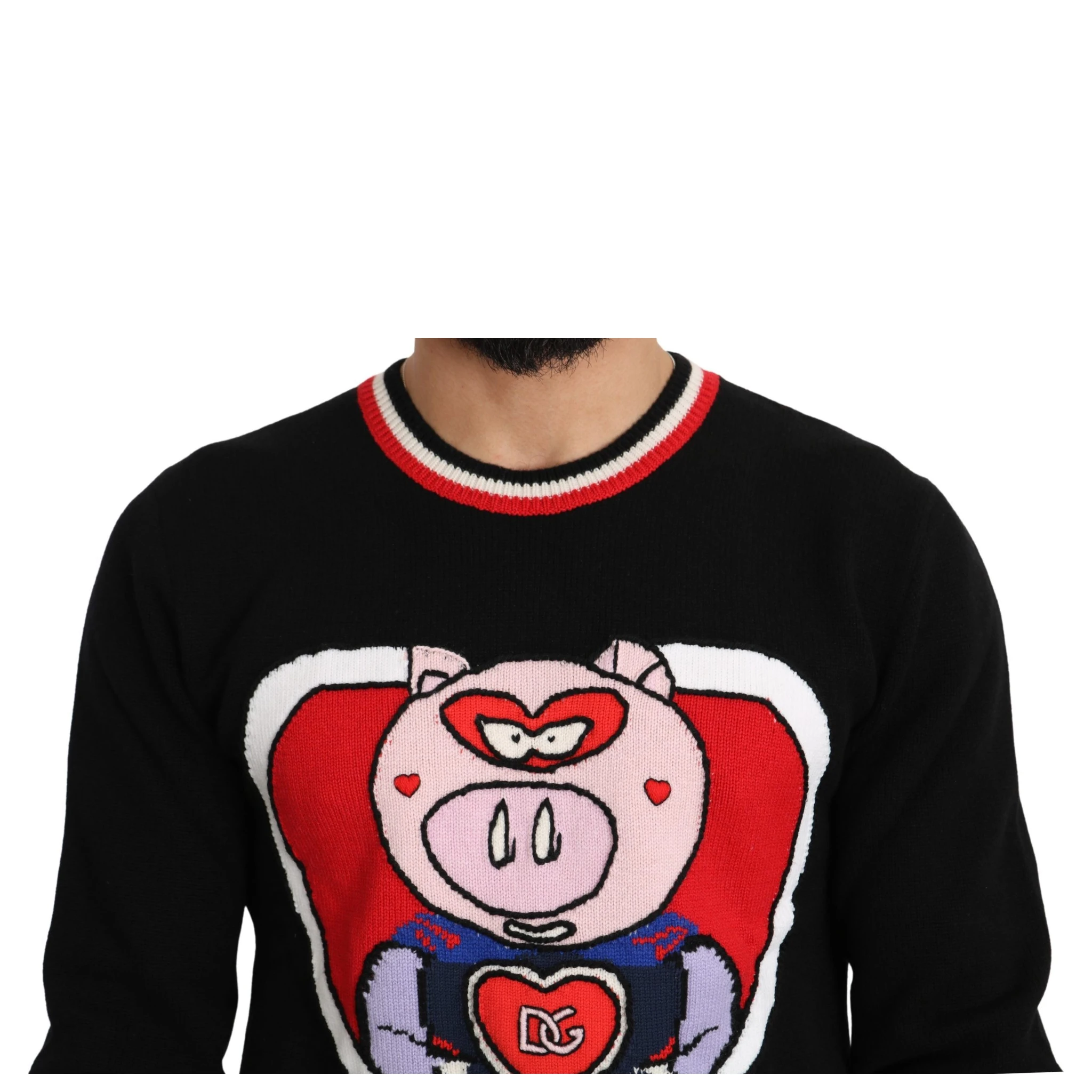 Black Cashmere Pig of the Year Pullover Sweater