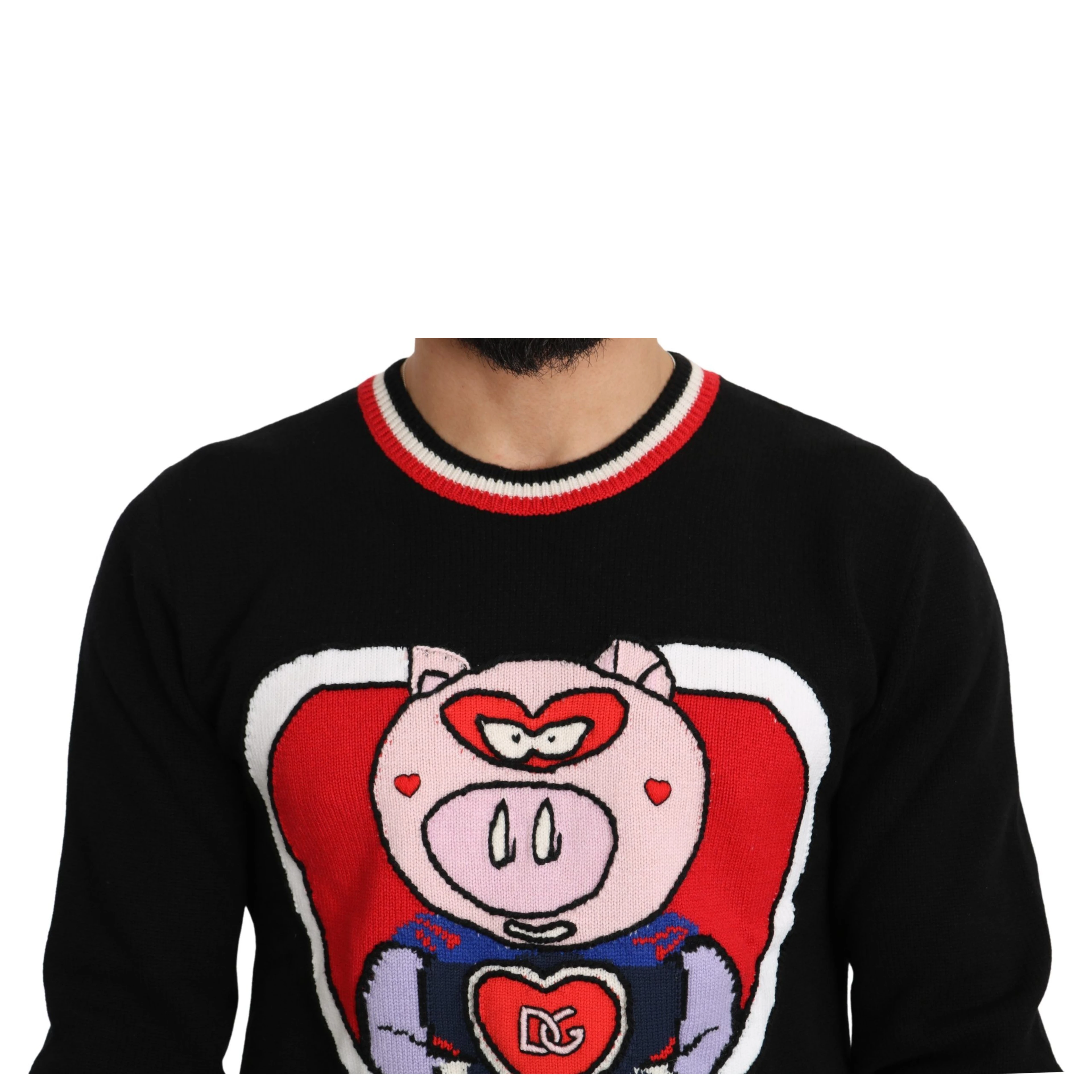 Black Cashmere Pig of the Year Pullover Sweater