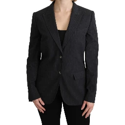 Gray Single Breasted Blazer Cotton Jacket