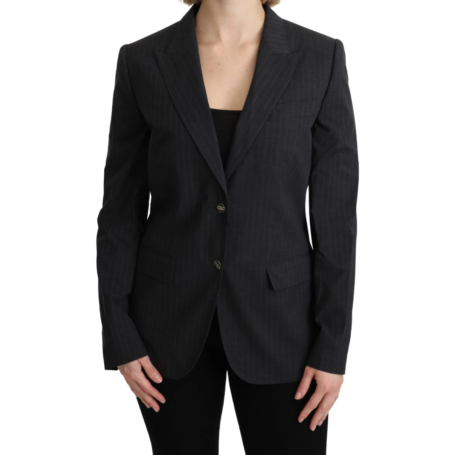 Gray Single Breasted Blazer Cotton Jacket