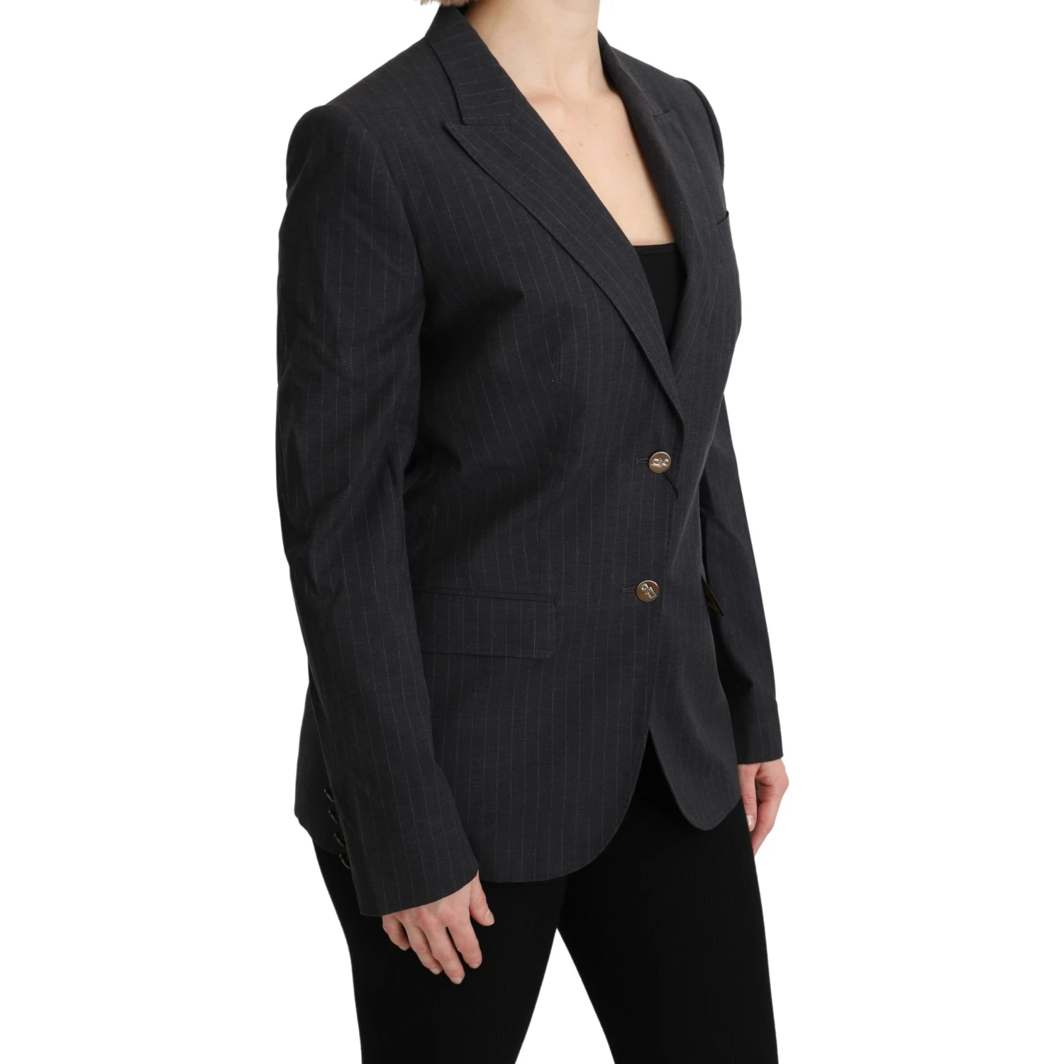 Gray Single Breasted Blazer Cotton Jacket