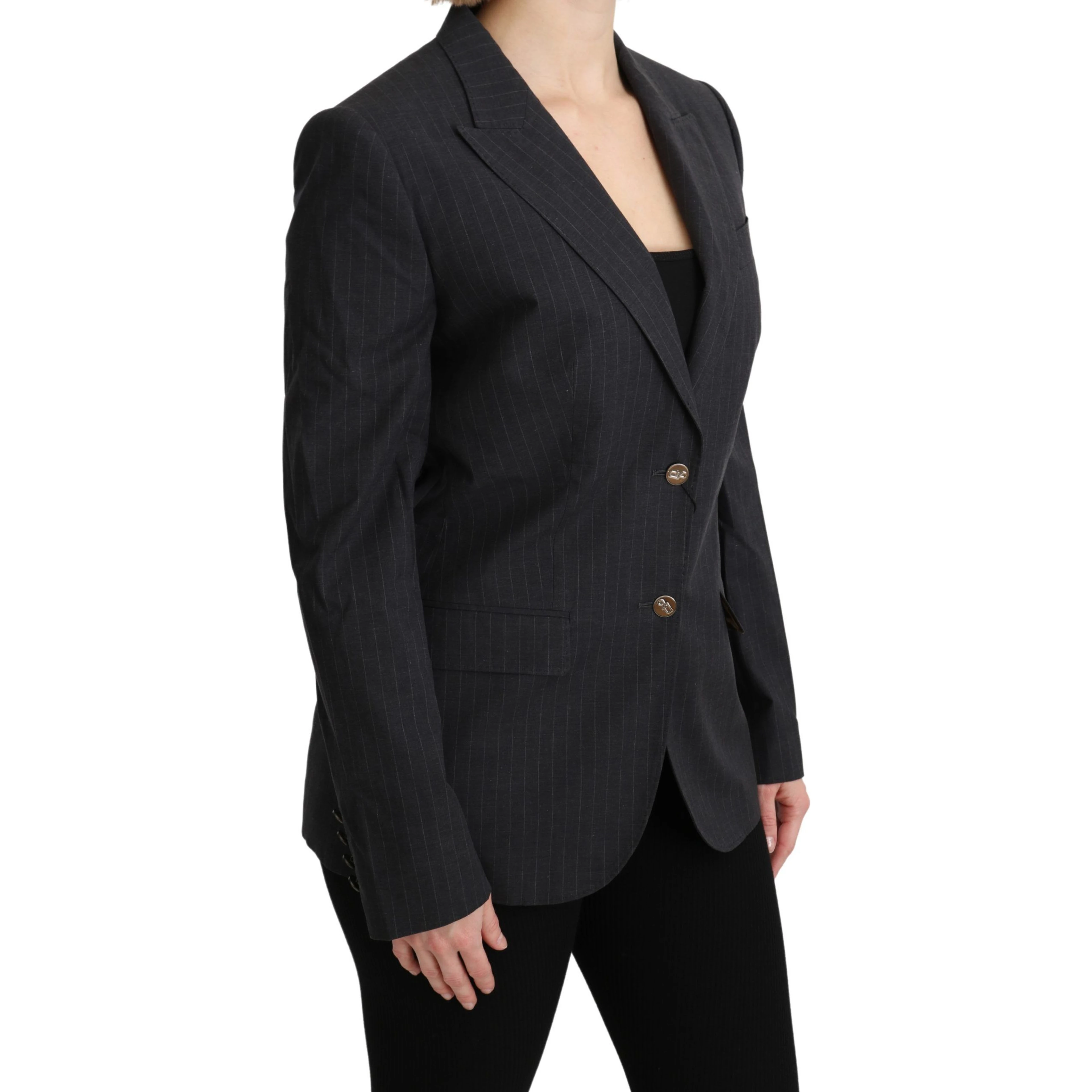 Gray Single Breasted Blazer Cotton Jacket