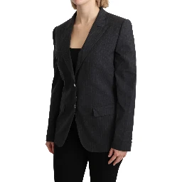 Gray Single Breasted Blazer Cotton Jacket