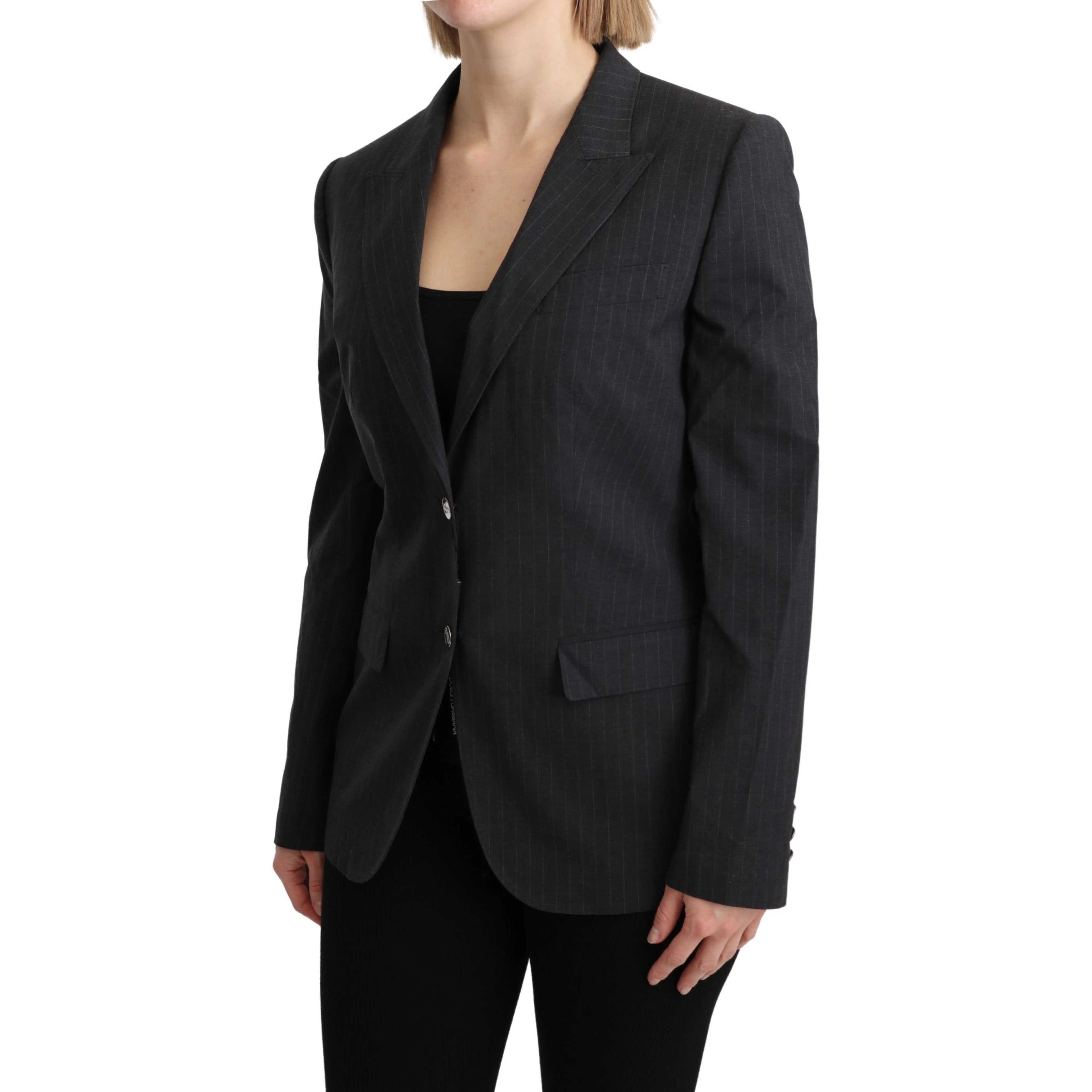 Gray Single Breasted Blazer Cotton Jacket