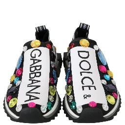Black Multicolor Crystal Sneakers Shoes