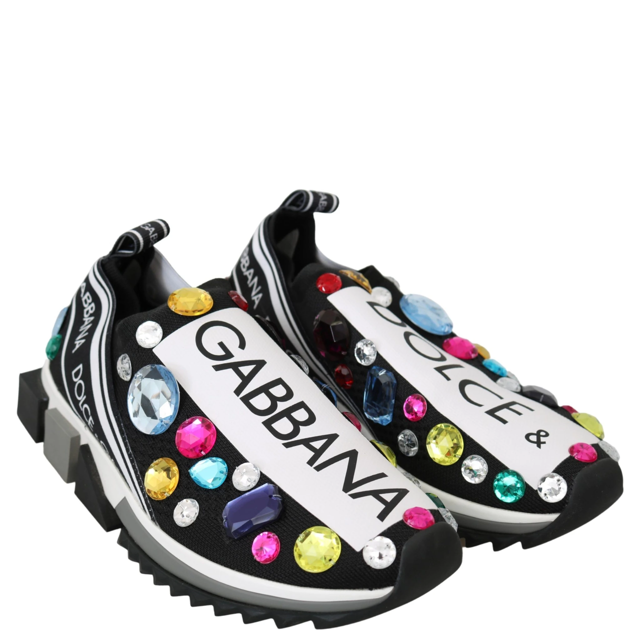 Black Multicolor Crystal Sneakers Shoes