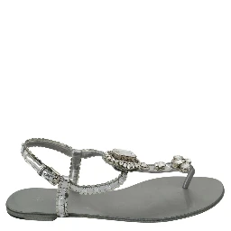 Silver Crystal Sandals Flip Flops Shoes
