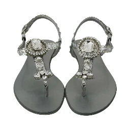 Silver Crystal Sandals Flip Flops Shoes
