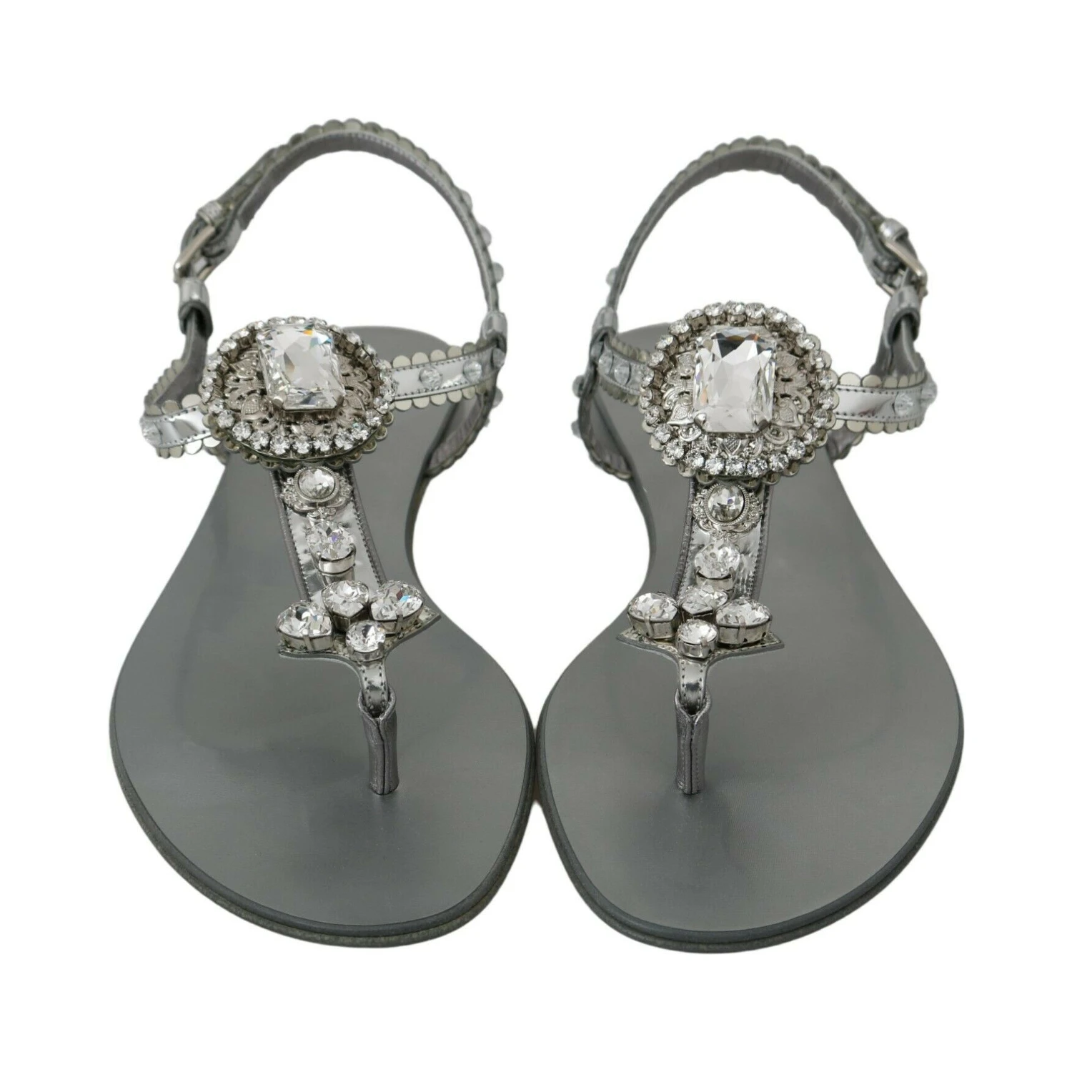 Silver Crystal Sandals Flip Flops Shoes