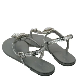 Silver Crystal Sandals Flip Flops Shoes