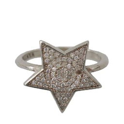 Silver Womens Clear CZ Star 925 Ring