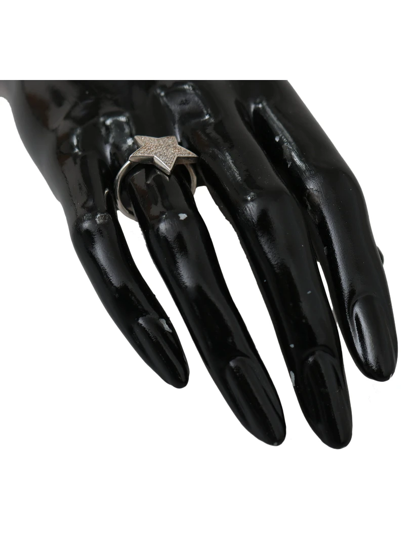 Silver Womens Clear CZ Star 925 Ring