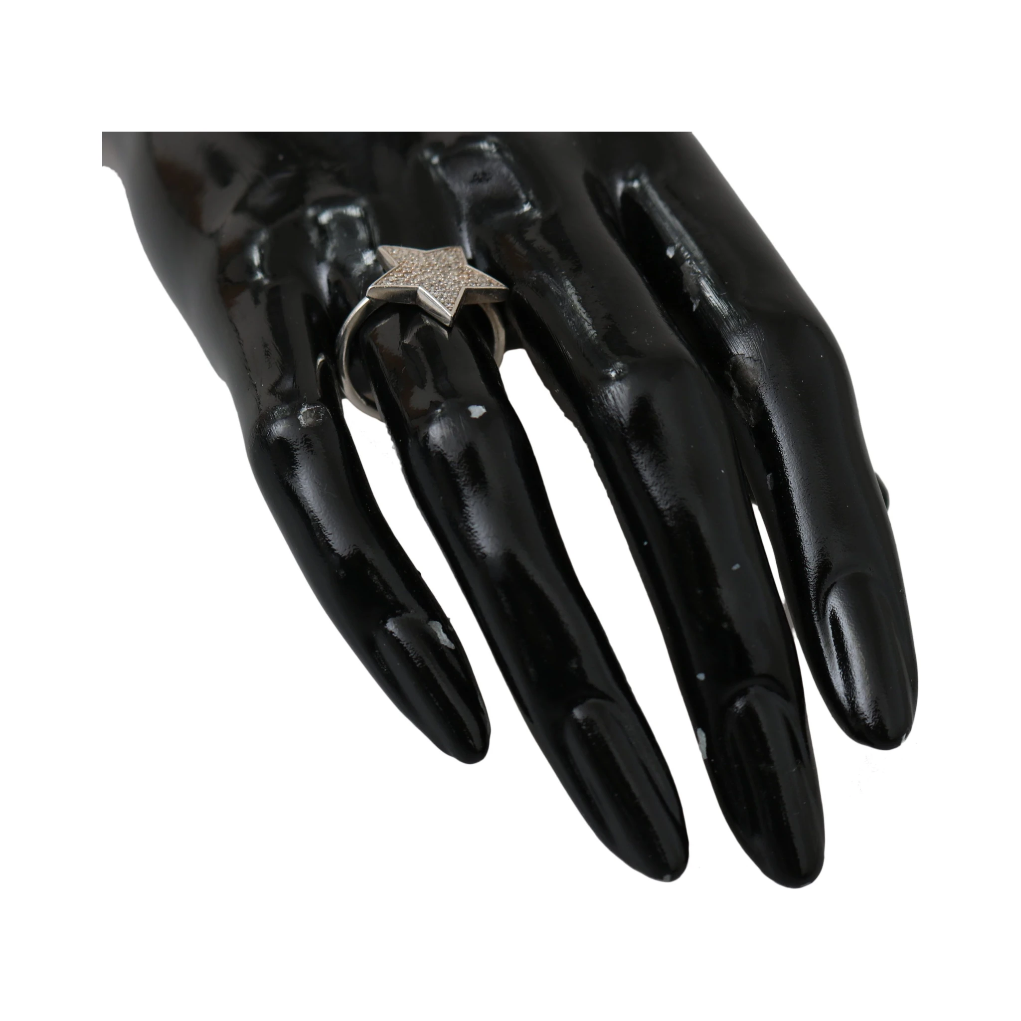 Silver Womens Clear CZ Star 925 Ring