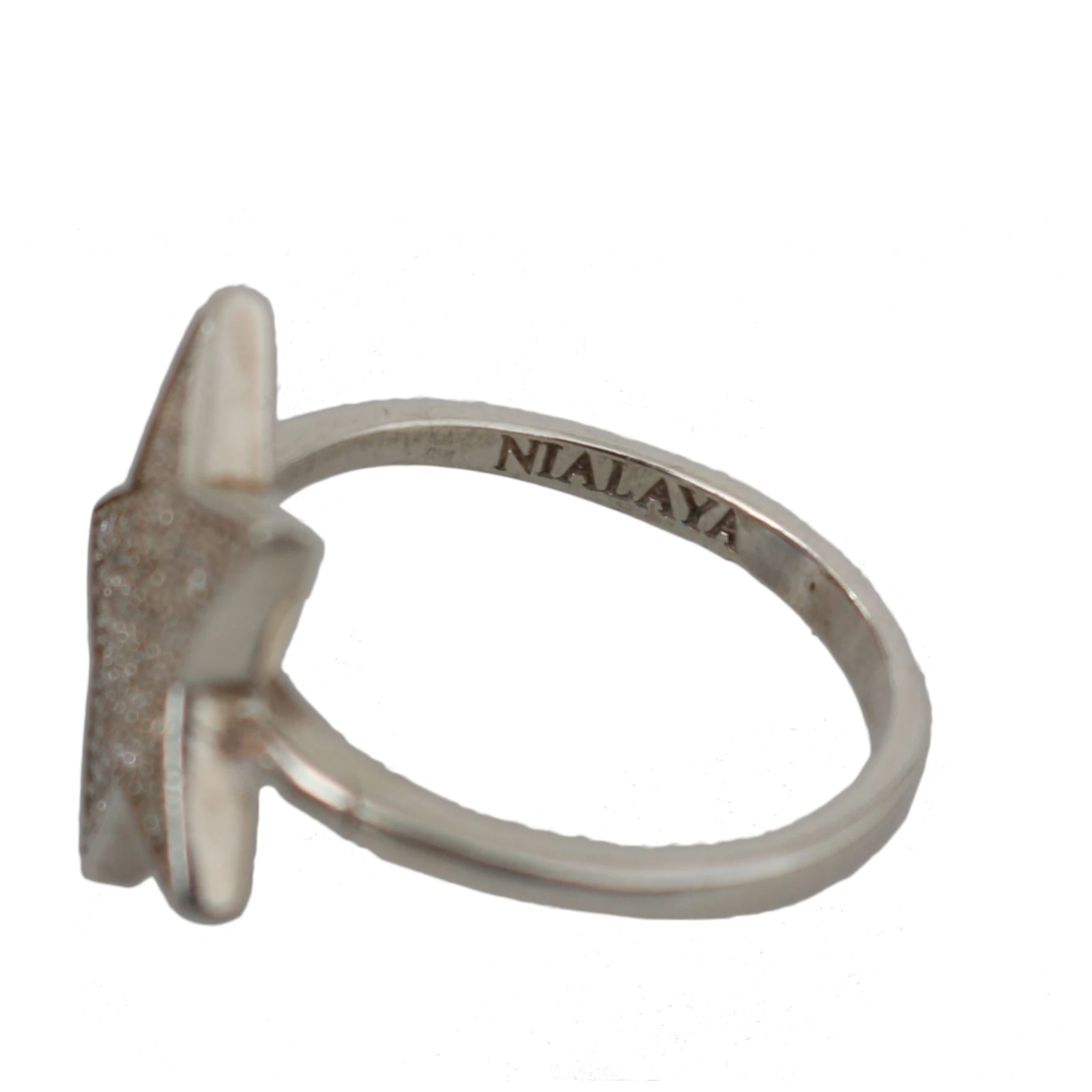 Silver Womens Clear CZ Star 925 Ring