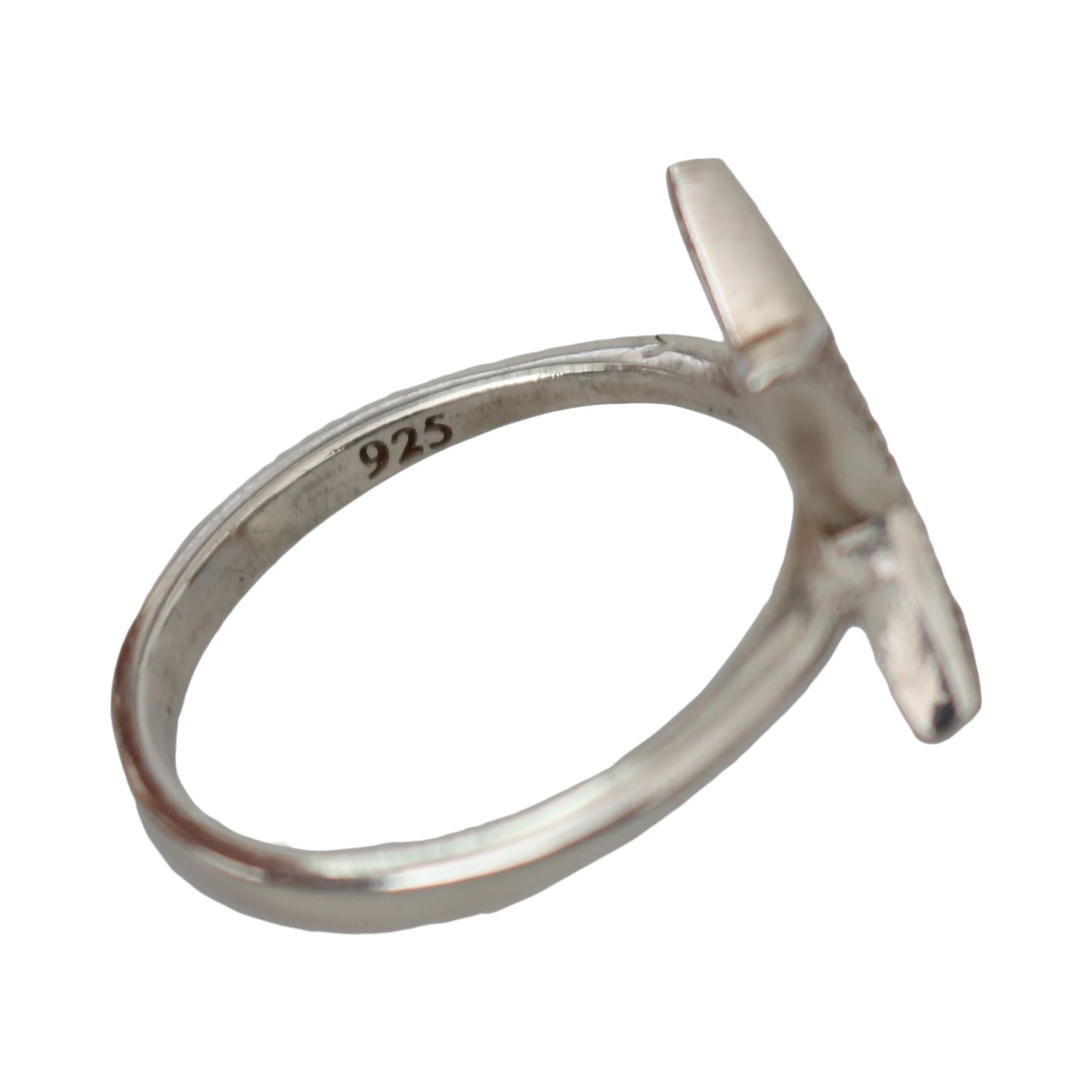 Silver Womens Clear CZ Star 925 Ring