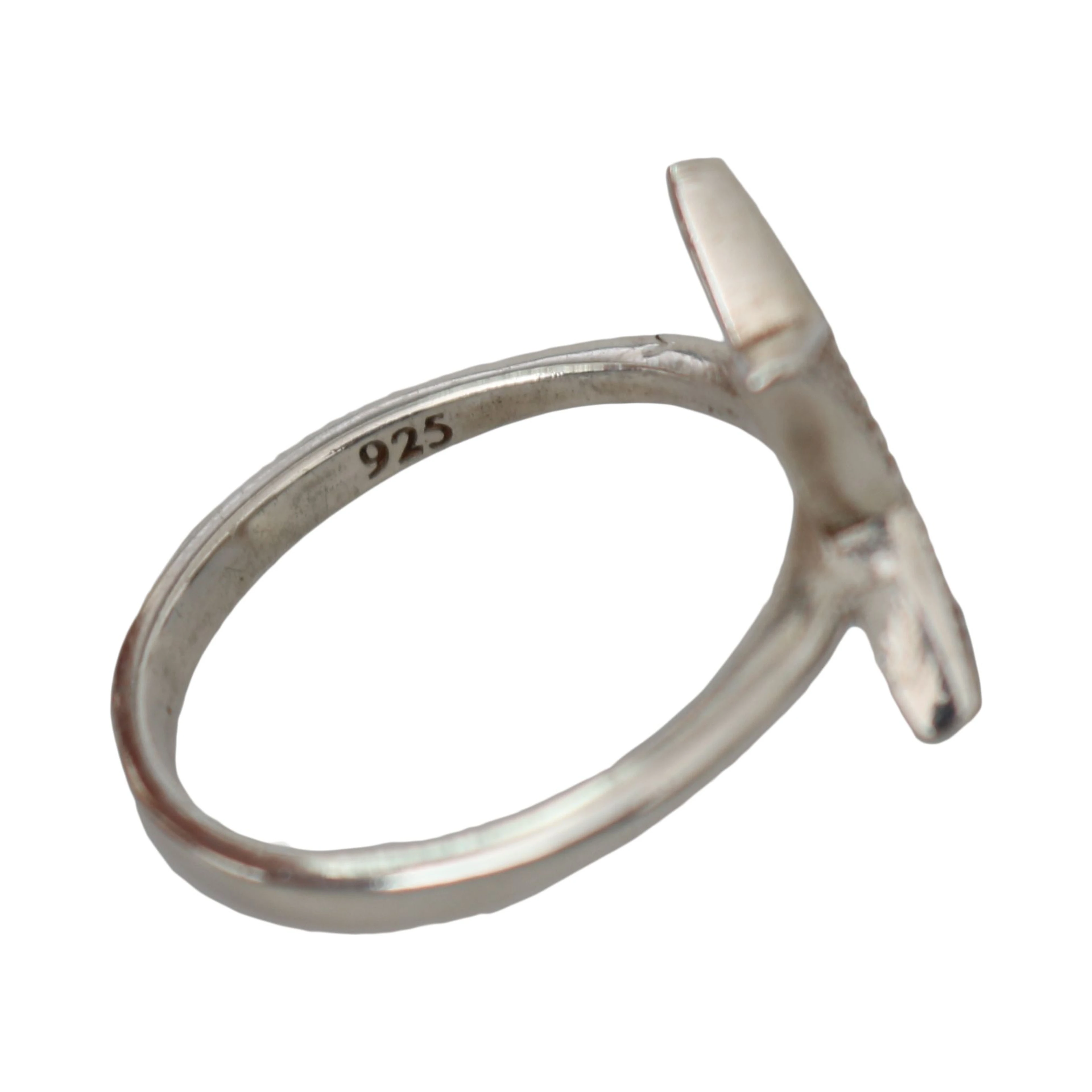 Silver Womens Clear CZ Star 925 Ring