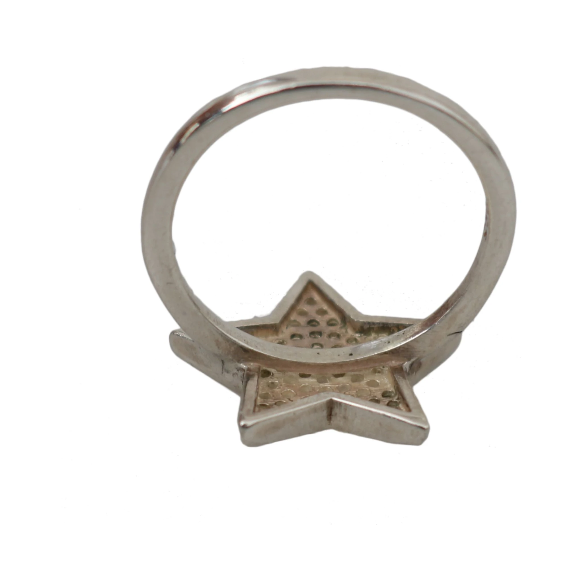 Silver Womens Clear CZ Star 925 Ring