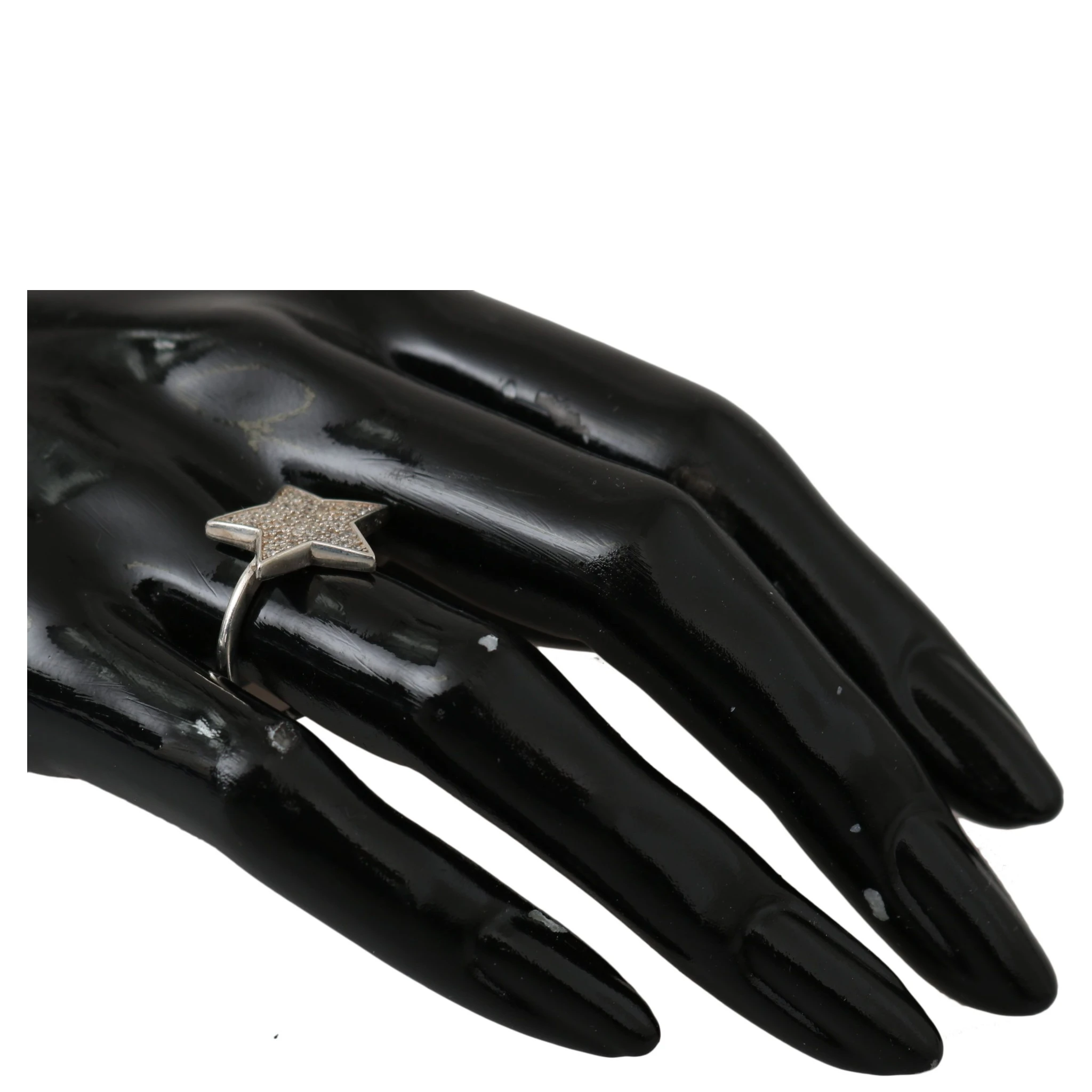 Silver Womens Clear CZ Star 925 Ring