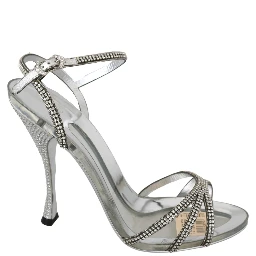 Silver Crystal Ankle Strap Sandals Shoes