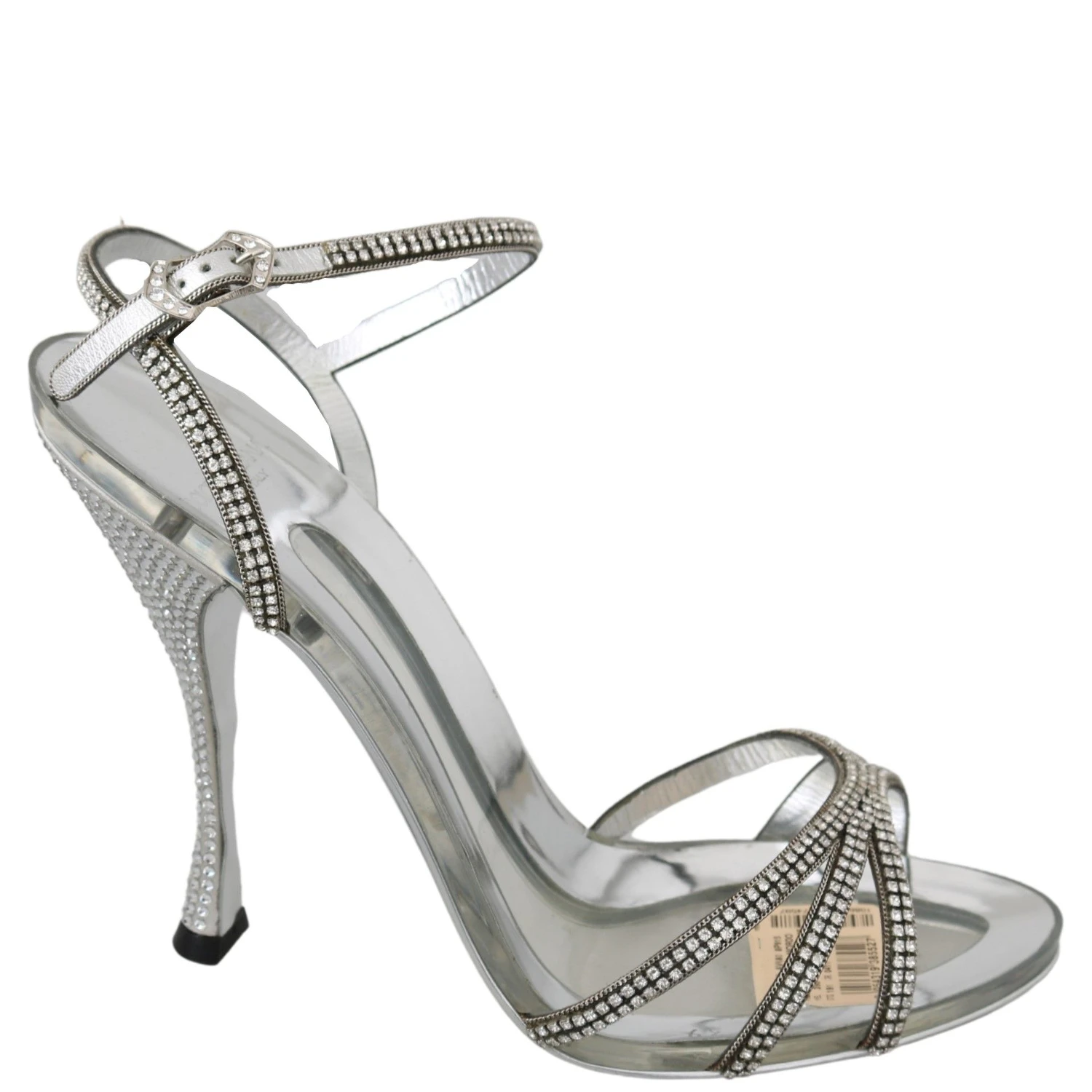 Silver Crystal Ankle Strap Sandals Shoes