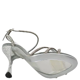 Silver Crystal Ankle Strap Sandals Shoes