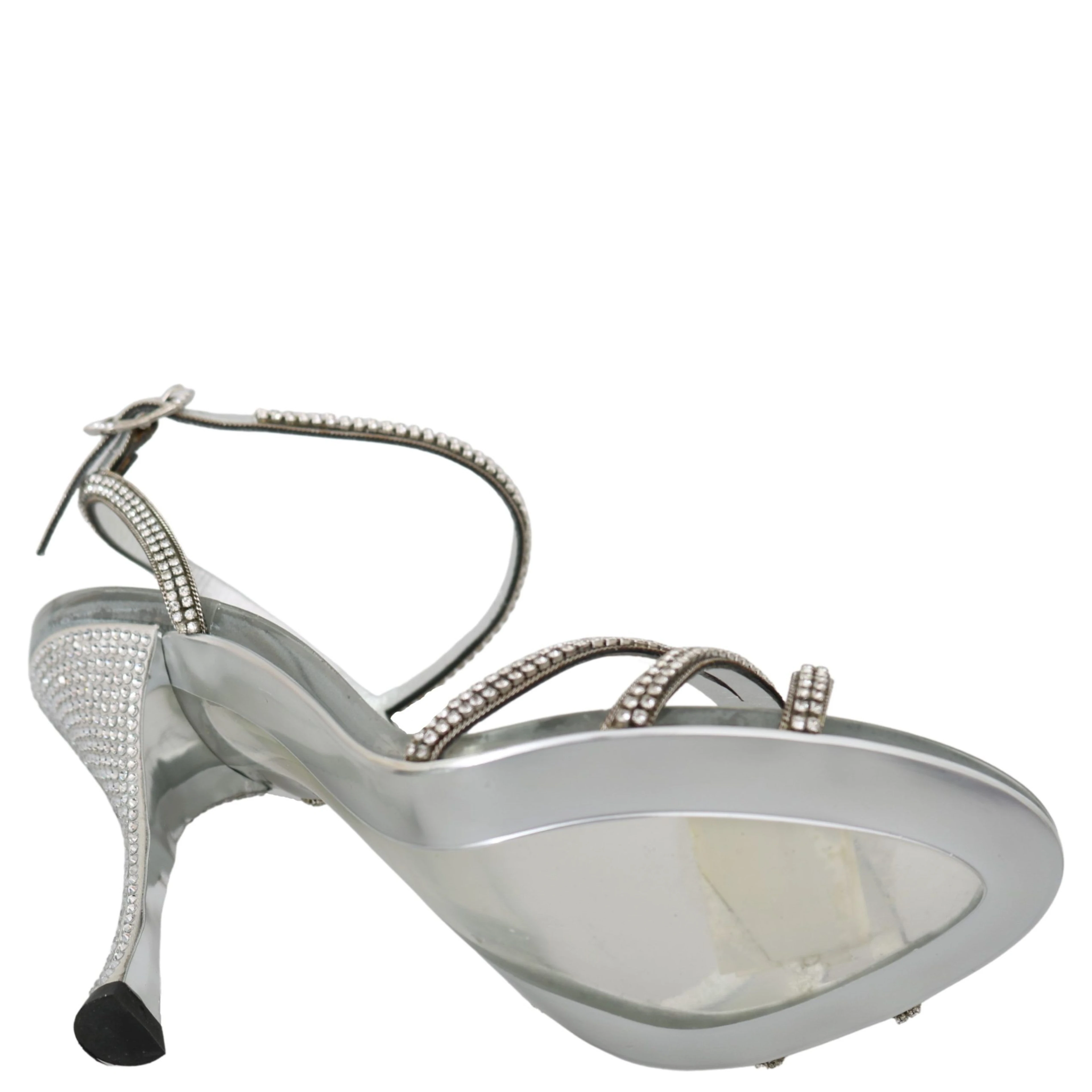 Silver Crystal Ankle Strap Sandals Shoes